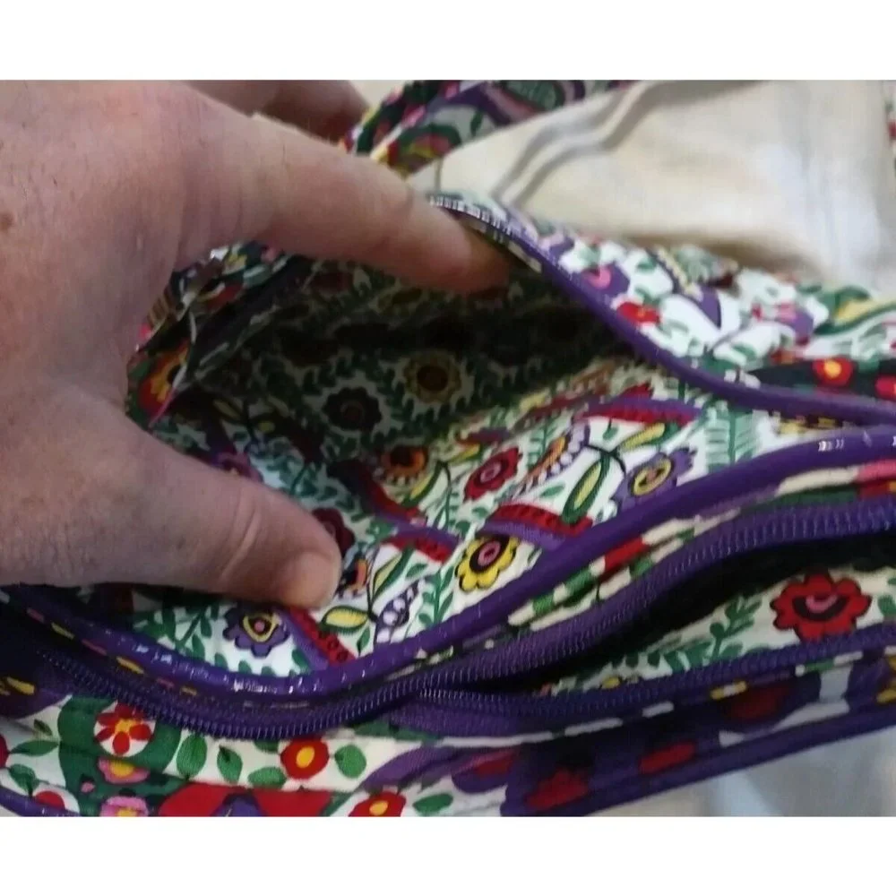 Vera Bradley Crossbody Bag Purse Handbag "Viva La Vera" Green Pink Purple - Picture 4 of 4